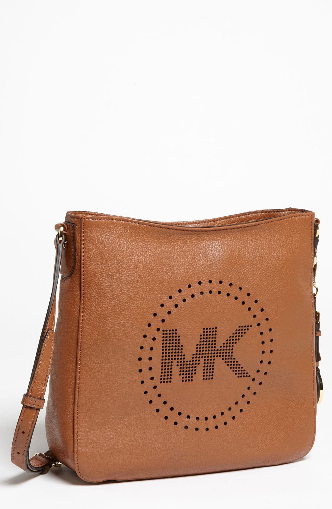 MICHAEL Michael Kors 'Perforated MK Large' Leather Messenger Bag
