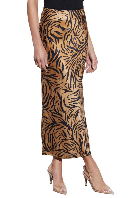 Vici Collection Tahiti Animal Print Satin Maxi Skirt In Tan/black