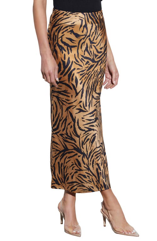 VICI Collection Tahiti Animal Print Satin Maxi Skirt Tan/Black at Nordstrom,