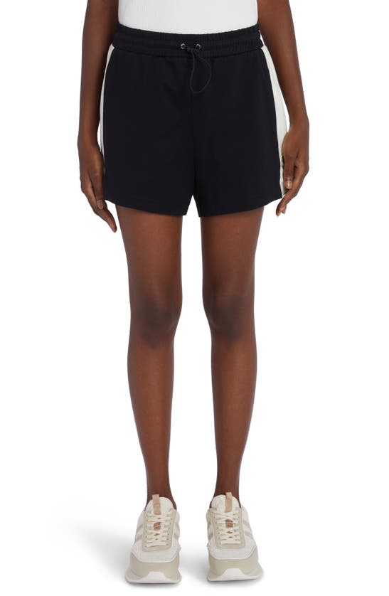 Shop Moncler Side Stripe Drawstring Shorts In Dark Navy Blue