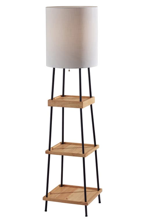 ADESSO LIGHTING Henry Charge Shelf Floor Lamp in Black Finish W/Natural Wood at Nordstrom