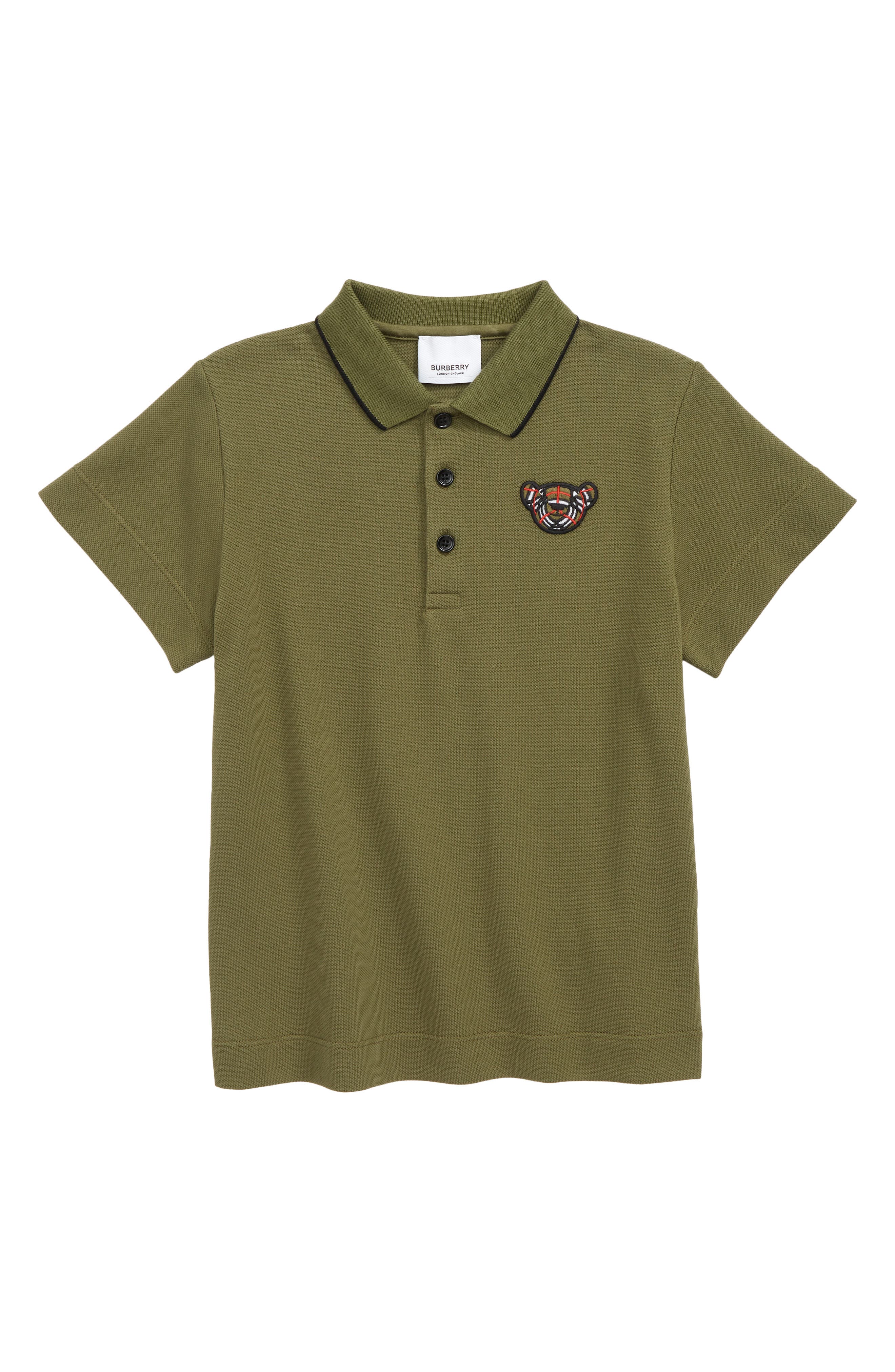 Burberry Kids' Hecter Thomas Bear Cotton Pique Polo in Caper Green at Nordstrom, Size 8Y Us