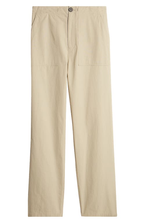 Frame Traveler Contrast-button Wide-leg Mid-rise Cotton Trousers In Dark Beige