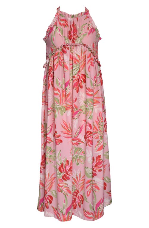 Iris & Ivy Kids' Palm Leaf Print Chiffon Dress Blush at Nordstrom,