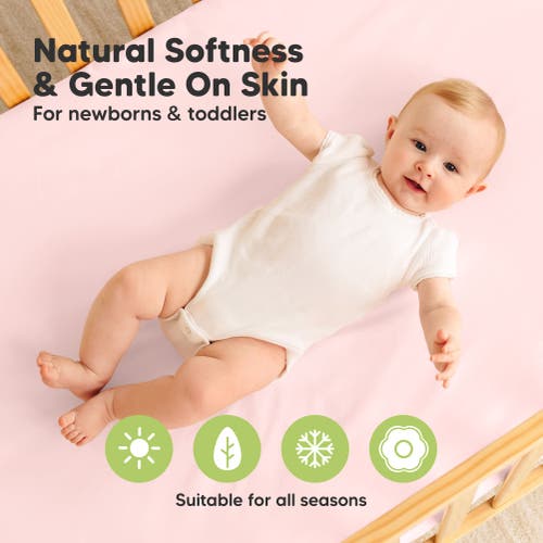 Keababies 2-pack Soothe [protect+] Waterproof Mini Crib Sheets In Mist Rose