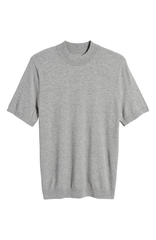 Shop Open Edit Mock Neck Short Sleeve Sweater In Grey Heather