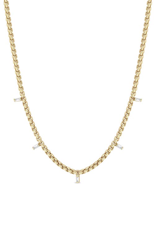 Zoë Chicco Baguette Diamond Box Chain Necklace In 14k Yellow Gold