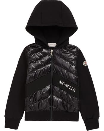 Moncler Kids' Quilted Down & Knit Hooded Cardigan | Nordstrom