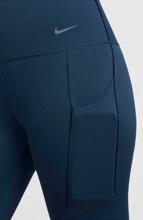 Shop Nike Universa Dri-fit Medium Support High Waist Leggings In Armory Navy/black