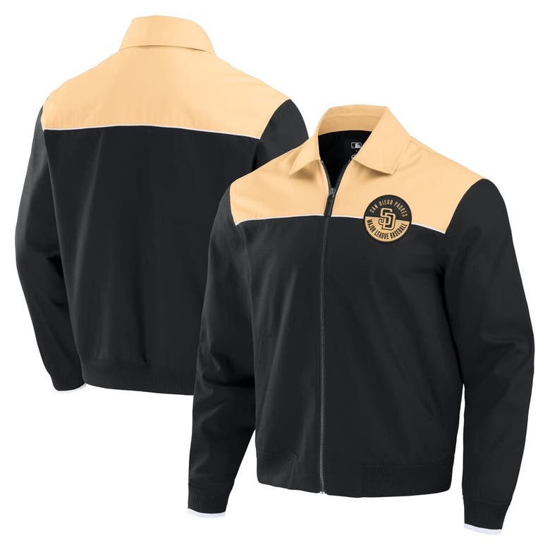 Darius Rucker Collection By Fanatics Black/tan San Diego Padres Canvas Bomber Full-zip Jacket