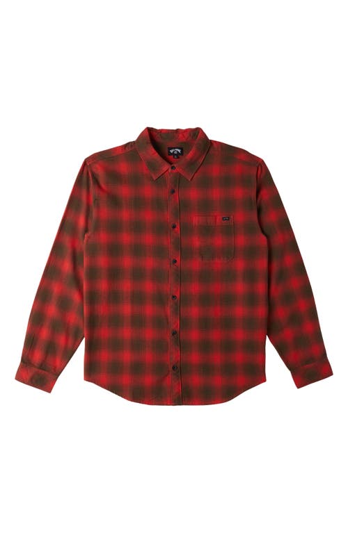 Shop Billabong Coastline Plaid Cotton Flannel Button-up Shirt In Red