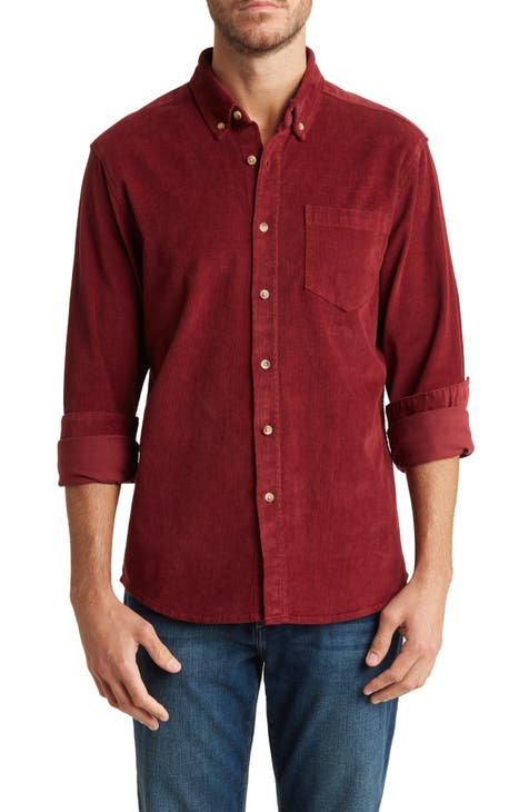 Solid Long Sleeve Cotton Button-Down Shirt