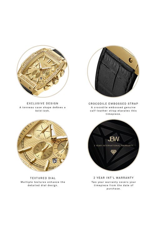 Jbw Men's Echelon Diamond (1/4 Ct. T.w.) Watch In 18k Gold-plated Stainless Steel 41mm In Black