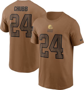 Men s Nike Nick Chubb Brown Cleveland Browns 2023 Salute To Service Name Number T Shirt