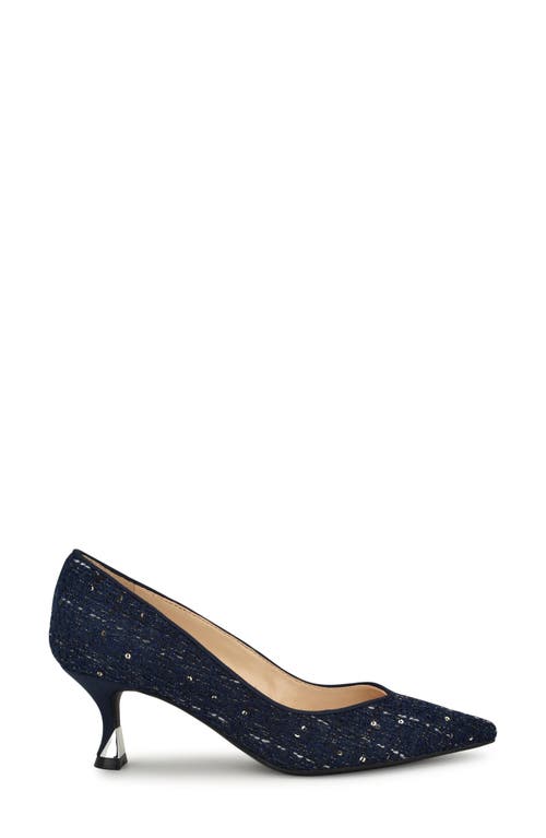 Shop Nine West Andes Tweed Kitten Heel Pump In Dark Blue Tweed