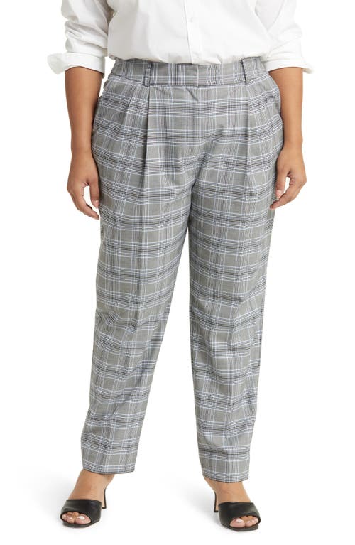 Nordstrom Pleat Front High Waist Trousers in Grey/Black Teal Check