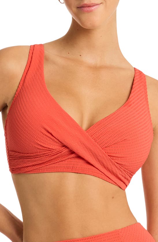 Sea Level Cross Front Multifit Bikini Top In Flame