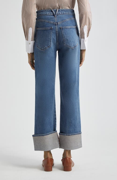 Shop Veronica Beard Dylan Cuffed High Waist Relaxed Straight Leg Jeans In Thriller