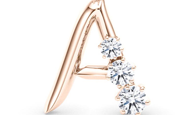 Hautecarat Graduated Lab-created Diamond Initial Letter Pendant Necklace In A - 18k Rose Gold