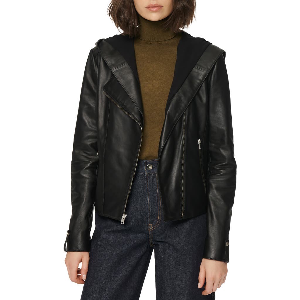 Marc New York Hooded Leather Jacket in Black
