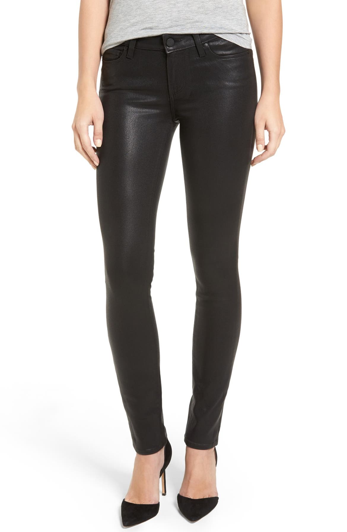 PAIGE Verdugo Coated Ankle Skinny Jeans (Black Fog Luxe Coated ...