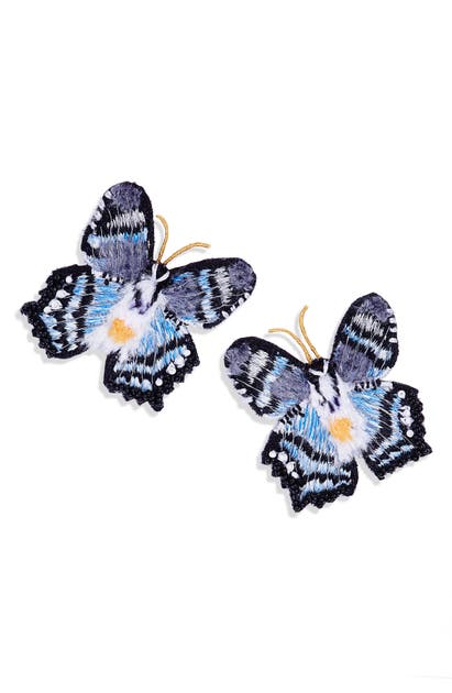 Mignonne Gavigan EMBROIDERED BUTTERFLY STUD EARRINGS