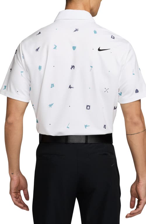 Shop Nike Icon Print Dri-fit Golf Polo In White/black