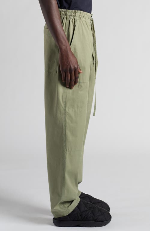 Shop Bottega Veneta Lightweight Cotton Twill Drawstring Waist Pants In 3025 Juniper