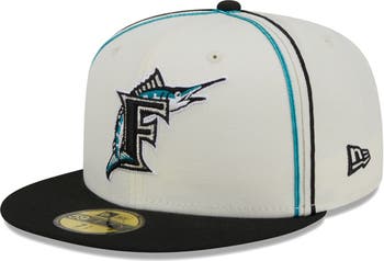 New Era Men's New Era Cream/Black Florida Marlins Chrome Sutash 59FIFTY  Fitted Hat