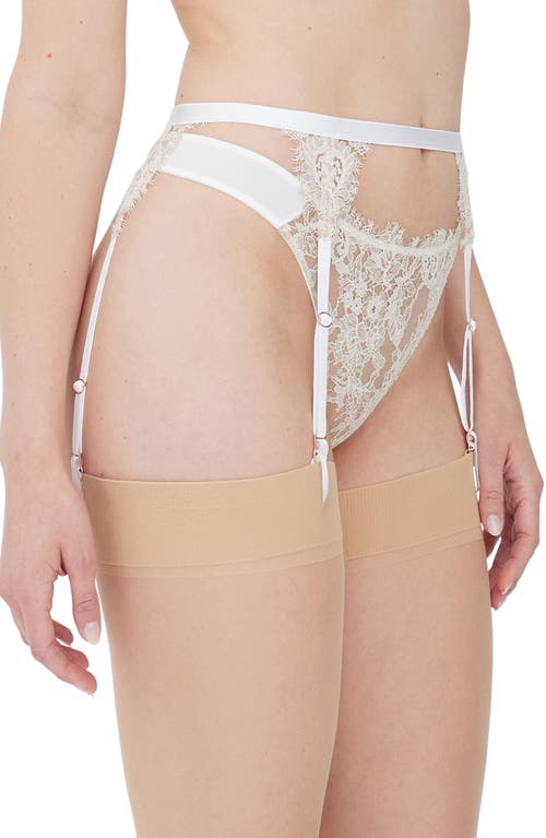 Skarlett Blue Entice Garter Belt In White/nylon