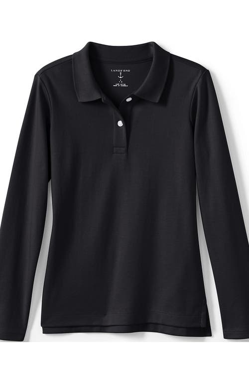 Shop Lands' End School Uniform Girls Long Sleeve Feminine Fit Interlock Polo Shirt In Black