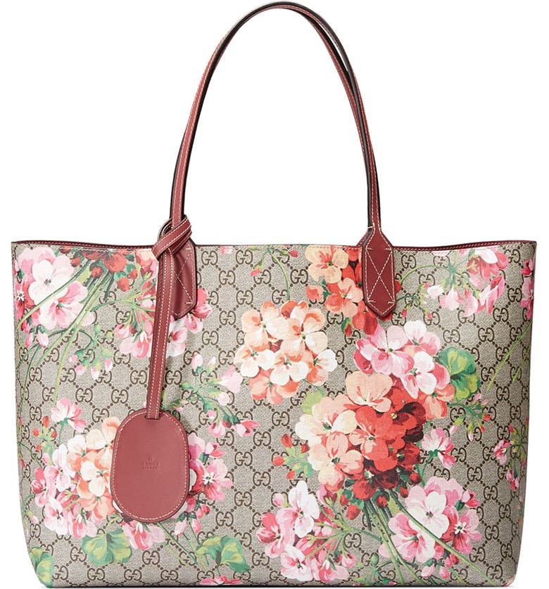 Gucci Medium GG Blooms Reversible Canvas & Leather Tote | Nordstrom