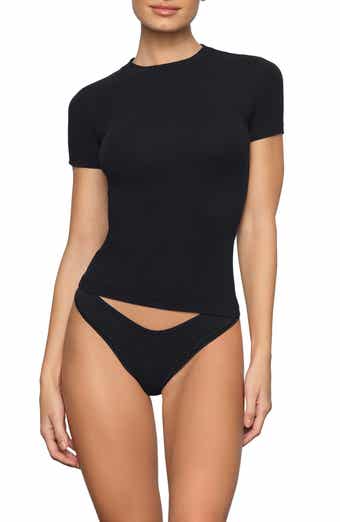 NWOT Skims T-Shirt Brief Bodysuit Women's Short Sleeve Light Beige Small