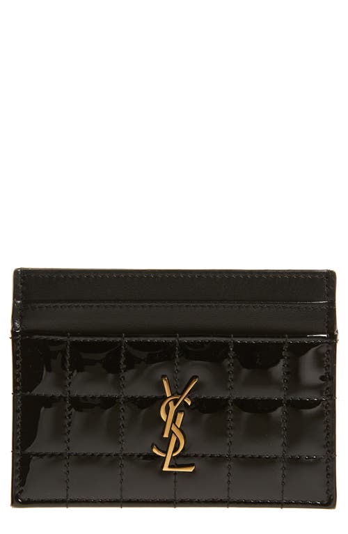 Saint Laurent Cassandre Quilted Patent Leather Card Case in Nero at Nordstrom