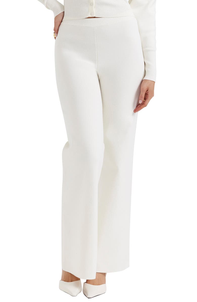 HOUSE OF CB Vanna Cotton Blend Flare Pants, Main, color, White