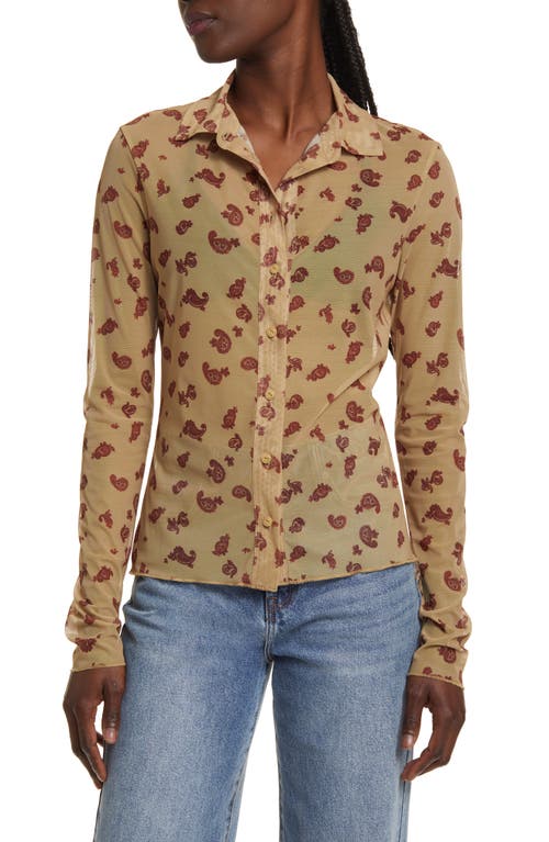 rag & bone Print Mesh Shirt in Beige Multi