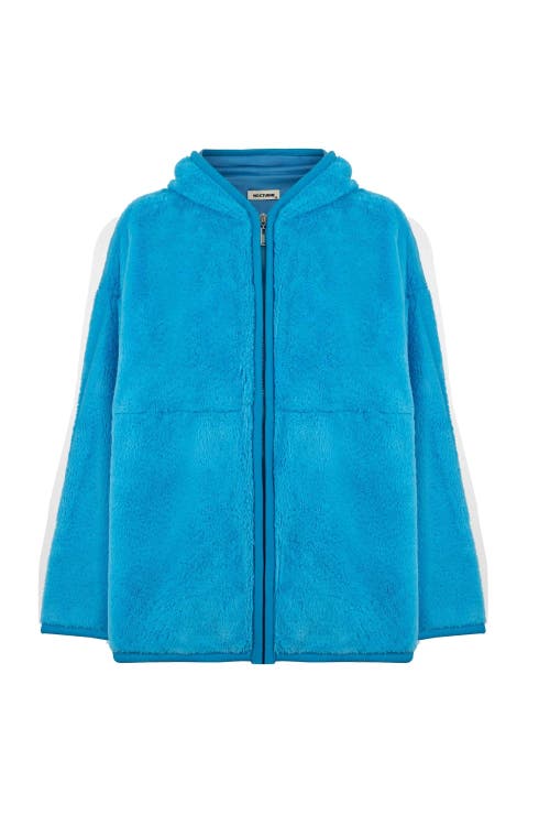 Shop Nocturne Hooded Faux Fur Jacket In Blue