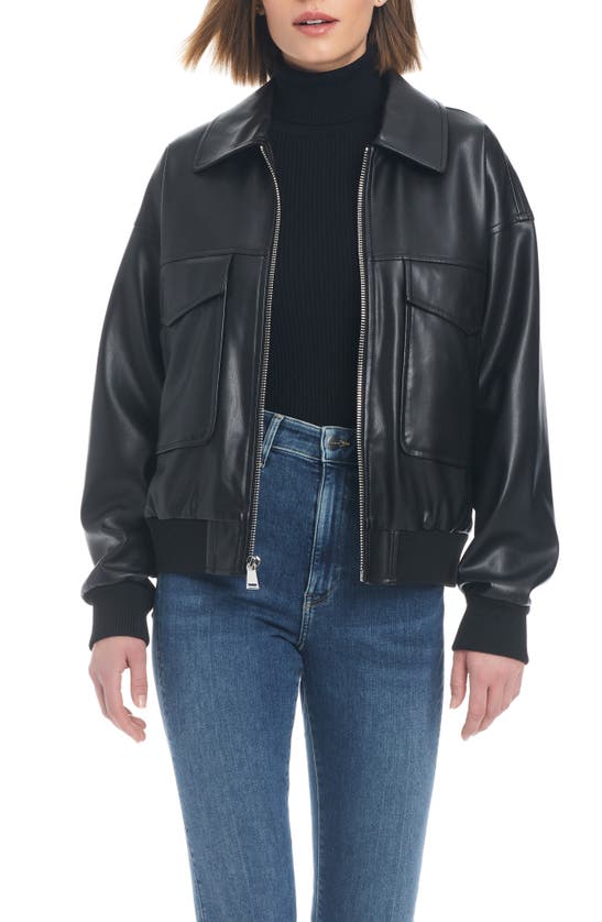 Shop Sanctuary Faux Leather Aviator Jacket In Black