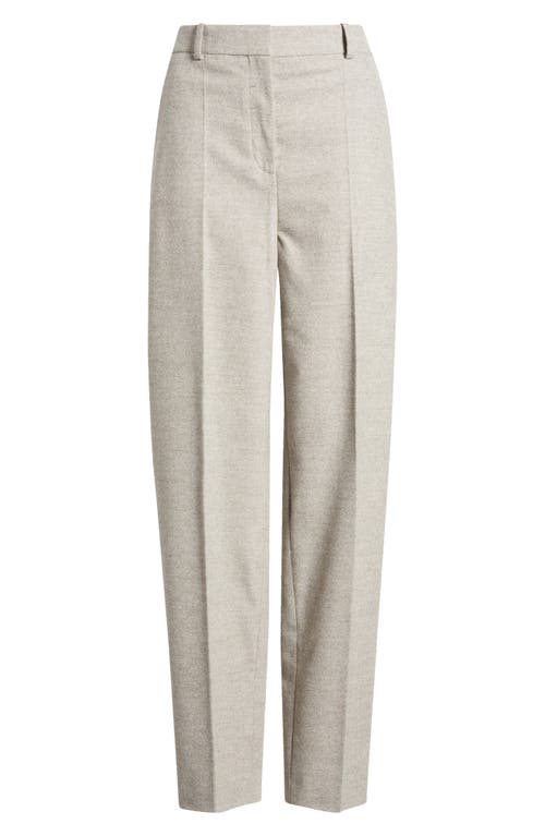 Shop Hugo Boss Boss Tabitha Wool Blend Straight Leg Pants In Beige Melange Flannel