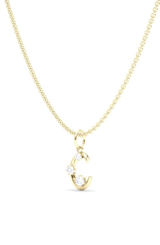 Hautecarat Graduated Lab-created Diamond Initial Letter Pendant Necklace In C - 18k Yellow Gold