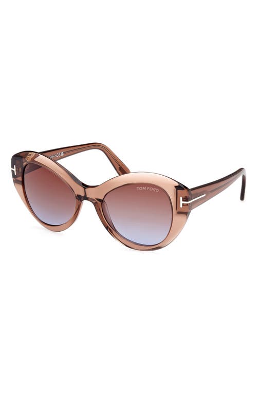 Tom Ford Guinivere 52mm Round Sunglasses In Dark Brown/gradient Brown