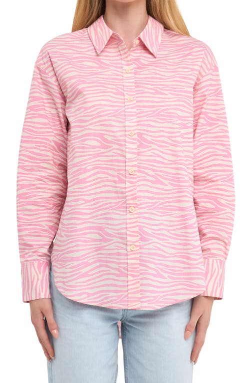 Shop Grey Lab Zebra Print Button-up Shirt In Pink