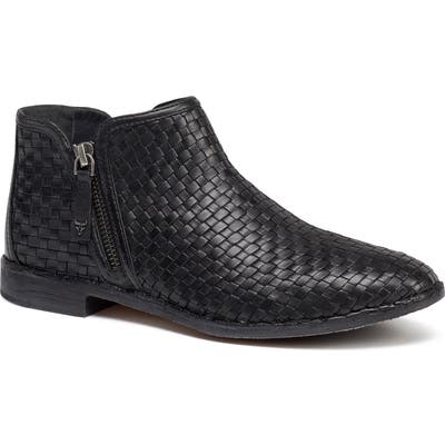Trask Amy Woven Leather Bootie, Black