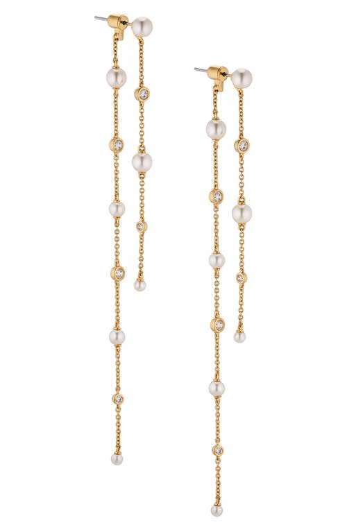 Siren Cultured Pearl Linear Drop Earrings in Gold