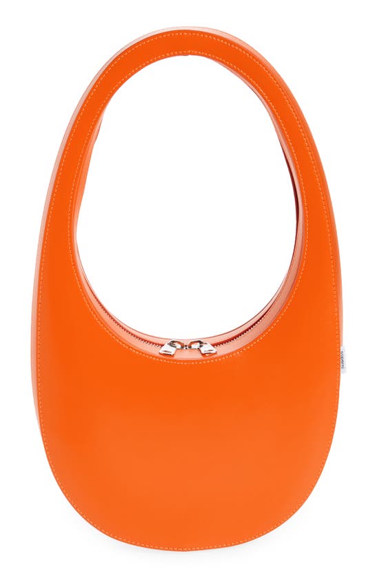 Coperni Swipe Zip Leather Top-handle Bag In Bright Orange