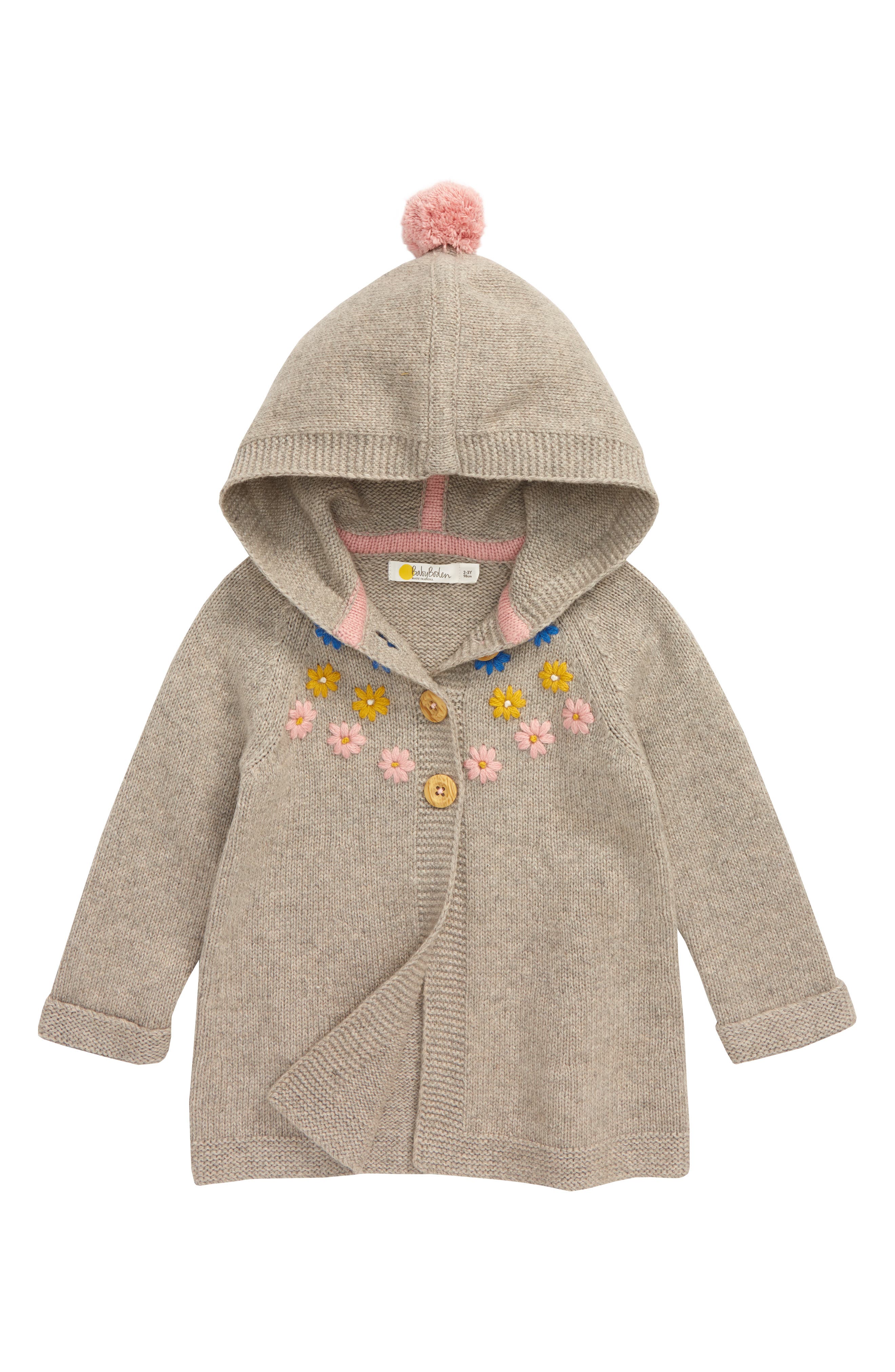 Mini Boden Daisy Embroidered Hooded Cardigan (Toddler Girls) Nordstrom