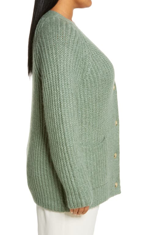 Vince Ribbed-knit Alpaca Wool-blend Cardigan In Jadeite