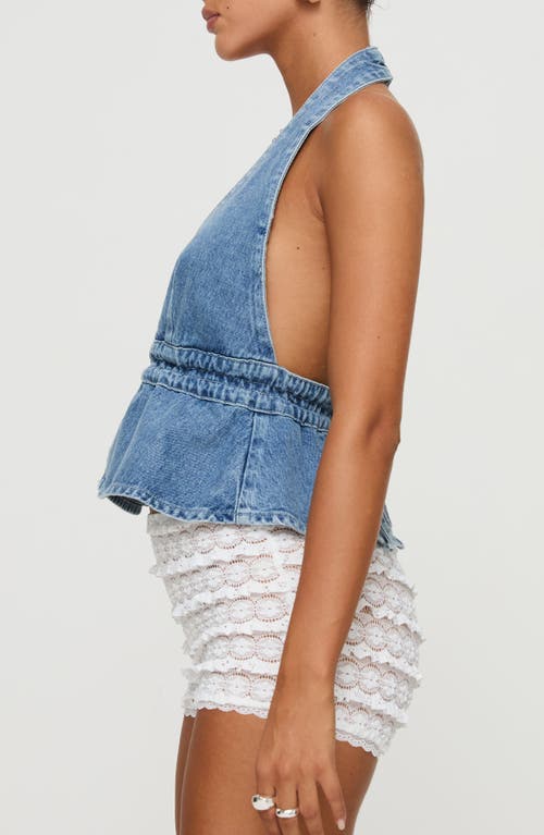 Princess Polly Sequoia Denim Halter Top In Blue