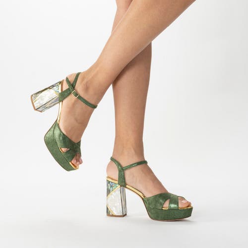 Shop Freya Rose Zahra Verde Ankle Strap Pearl Heel In Green