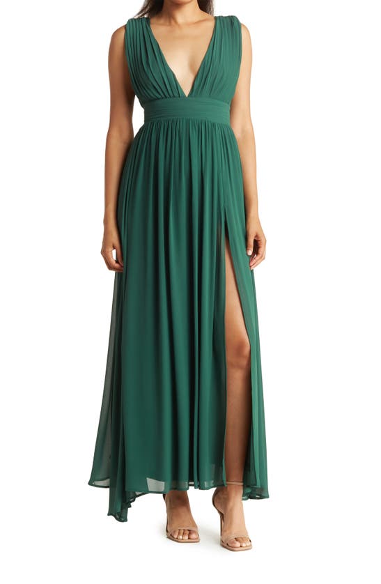 LOVE BY DESIGN ATHEN PLUNGING V-NECK MAXI DRESS